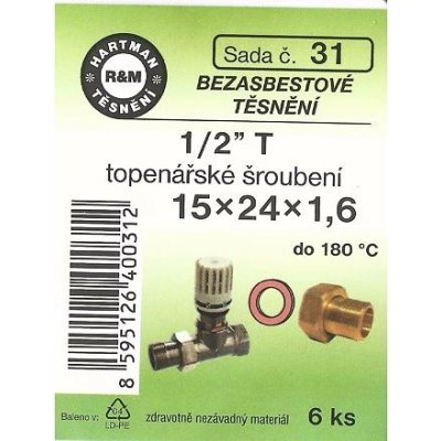 HARTMAN těsnění bezazbestové 1/2" T topenářské šroubení, sada č. 31 – Zbozi.Blesk.cz