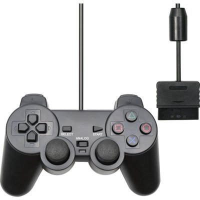 PSko Drátový ovladač pro PS1 a PS2 černý 5093
