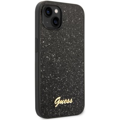 Pouzdro na telefon Apple iPhone 14 Guess Glitter Flakes s kovovým logem černé – Zbozi.Blesk.cz