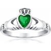Prsteny SILVEGO Stříbrný prsten Claddagh se zeleným zirkonem PRMR21195EMG