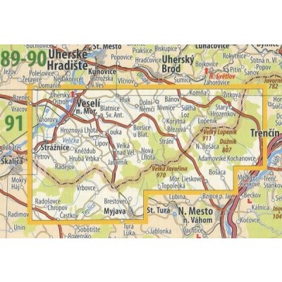 KČT 92 Slovácko - Bílé Karpaty - nástěnná turistická mapa 90 x 60 cm Varianta: mapa v dřevěném rámu, Provedení: Ticiago černý – Zboží Mobilmania