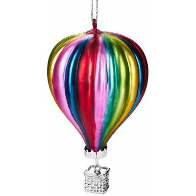 Brubaker Hot Air Balloon Colourful - ručně malovaná skleněná vánoční koule - foukaná vánoční ozdoba na stromeček Figurky Funny Deco Pendant Tree Ball - cca 11 cm