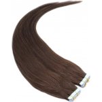 60cm Tape hair pu extension Tape in lidské vlasy remy tmavě hnědá – Sleviste.cz