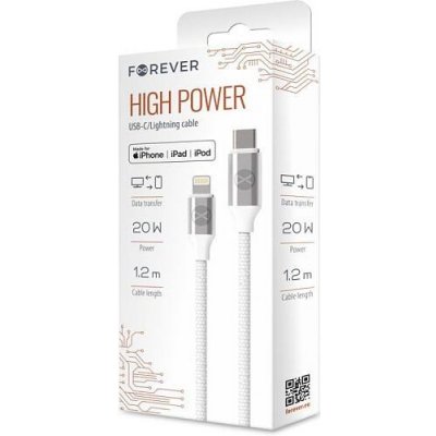 Forever GSM113220 USB-C na Lightning MFI, 1,2m, bílý – Zbozi.Blesk.cz