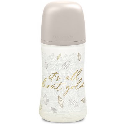 Suavinex Gold kojenecká láhev fyziologická savička Gold Cream 270ml – Zboží Dáma