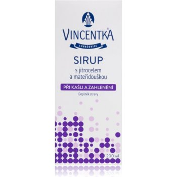 Vincentka Sirup s jitrocelem a mateřídouškou sirup na vlhký kašel a zahlenění 200 ml