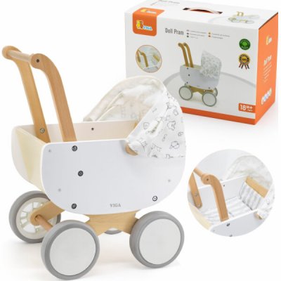 Viga Toys Dřevěný kočárek pro panenky s gondolou – Sleviste.cz