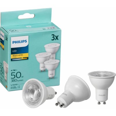 Philips LED Spotlight GU10 WW 3-Pack 50W 2700K – Zboží Mobilmania