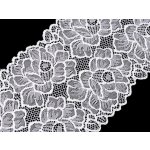 Prima-obchod Elastická krajka / vsadka / běhoun šíře 15,5 cm, barva 1 bílá sněhová – Zboží Mobilmania