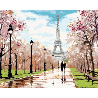 ZUTY Malování podle čísel MILENCI V PARKU U EIFFELOVY VĚŽE RICHARD MACNEIL 40 x 50 cm – Zboží Dáma