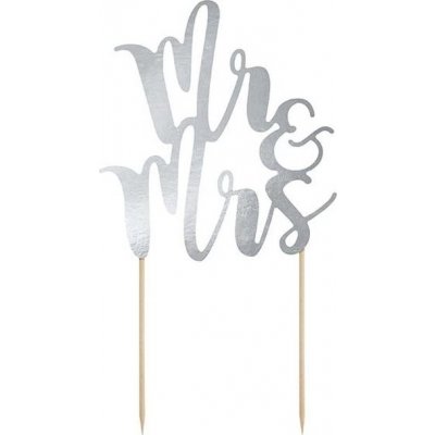 Dortový zápich Mr&Mrs stříbrný – Zboží Dáma