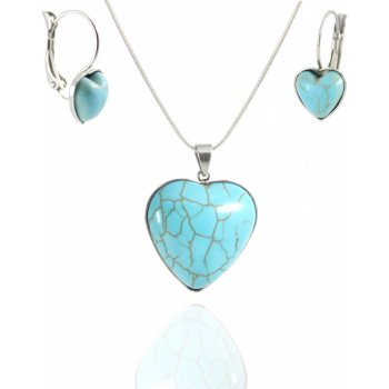 Foxette Turquoise souprava šperků srdce JF_0147