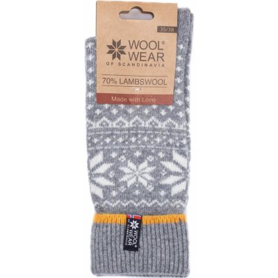 Woolwear of Scandinavia Vlněné ponožky Grey/White Snowflakes šedá – Zbozi.Blesk.cz