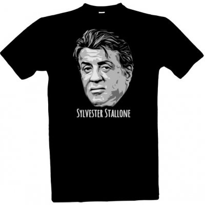 Tričko s potiskem Sylvester Stallone pánské černá – Zboží Mobilmania