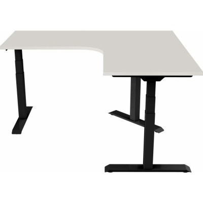 DELSO Rohový elektrický výškově nastavitelný stůl SHAPER 130x160cm - LEVÝ - černá, Světle šedá