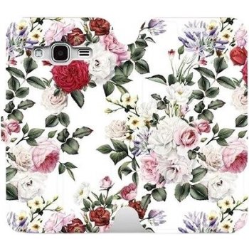Pouzdro Mobiwear parádní flip Samsung Galaxy J3 2016 - MD01S Růže na bílé