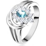 Šperky eshop lesklý prsten s rozvětvenými rameny světle modré zirkonové zrnko obloučky G10.25 – Zboží Mobilmania