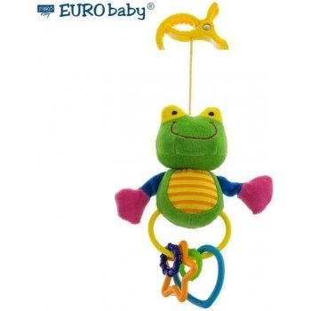 Euro Baby Plyšová hračka s klipsem a chrastítkem Žabička