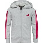 adidas J 3 Stripes FL FZ HD šedá červená – Zboží Dáma