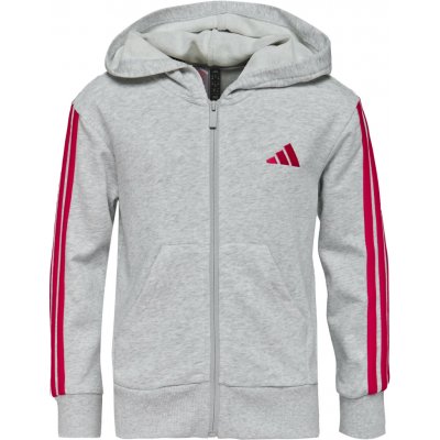 adidas J 3 Stripes FL FZ HD šedá červená – Zboží Dáma