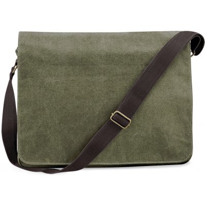 Quadra plátěná vintage taška přes rameno QD610 Vintage Military Green 40 x 30 x 12 cm – Zboží Dáma