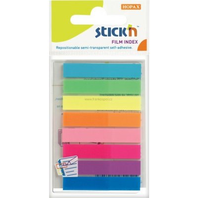Samolepicí plastové záložky Stick'n by Hopax, 45 x 8 mm, 8 x 20 lístků, neonový mix – Hledejceny.cz