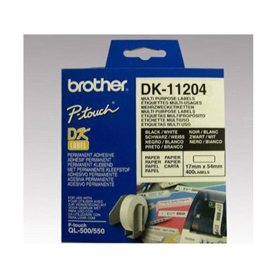 Papírové štítky Brother DK11204, 17mm x 54mm, bílá, 400 ks, pro tiskárny řady QL