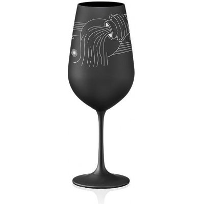 Crystalex Bohemia Crystal Sklenice na bílé i červené víno Viola černá znamení VODNÁŘ 550 ml – Zboží Mobilmania