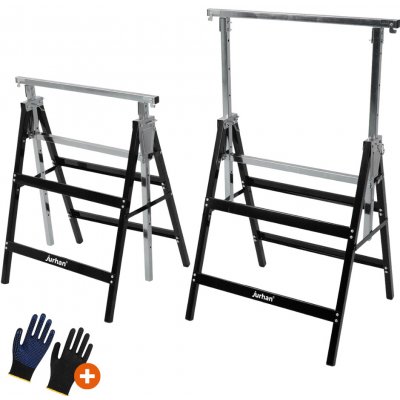 Jurhan Teleskopické lešenářské kozy sada 2 ks 60 x 56 x 81-130cm stříbrná/černá 55496 – Hledejceny.cz