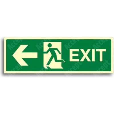 ACCEPT únikové a protipožární fotoluminiscenční značení ÚNIKOVÝ VÝCHOD EXIT VLEVO - samolepka 30x10cm – Hledejceny.cz