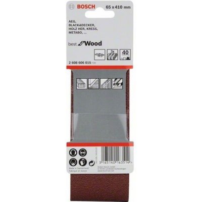 3x Brusný pás - brusivo pro pásové brusky Bosch Best for Wood and Paint X440 65x410mm, zr. 40, pro brusky AEG, Black & Decker, Holz-Her, Kress a Metabo (2