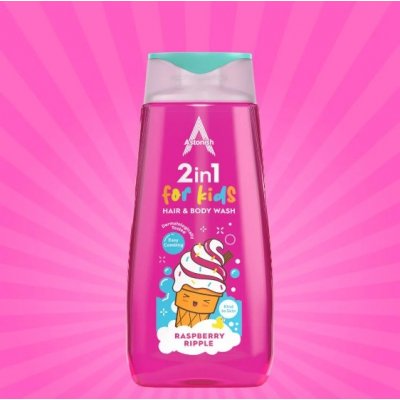 Astonish Sprchový gel a šampon 2v1 pro děti s vůní malin a vanilky 400 ml – Sleviste.cz