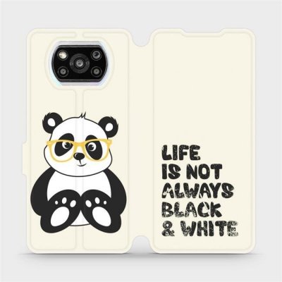 Pouzdro Mobiwear Flipové Xiaomi Poco X3 Pro - M041S Panda - life is not always černé and bílé