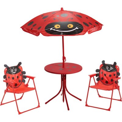Progarden zahradní nábytek dětský stůl 2 židle + slunečník motiv berušky KO-FF1000120 – Zbozi.Blesk.cz