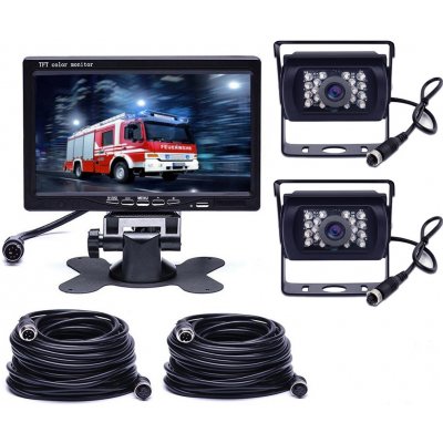 PODOFO Parkovací systém TRUCK F0505C1, 2x 18IR LED kamera s 7" LCD displejem na palubku | Zboží Auto