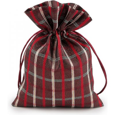Prima-obchod Vánoční dárkový pytlík káro s lurexem 13x18 cm barva 3 červená – Hledejceny.cz