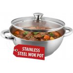 MagicHome Hrniec Wok Chloe 26 cm 5 l so sklenenou pokrievkou nerez – Zboží Dáma