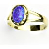 Prsteny Čištín zlatý prsten,žluté zlato prstýnek ze zlata fialový syntetický opál T 1374