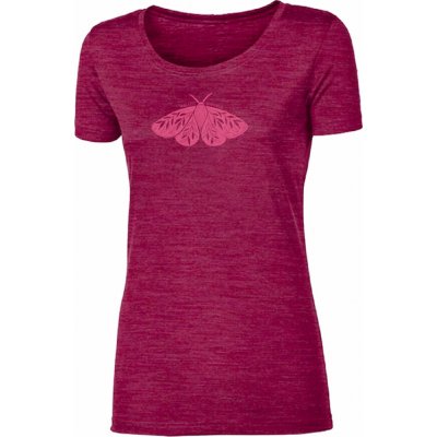 Progress Triko krátké dámské VINKA MOUNTAINS merino vínový melír – Sleviste.cz