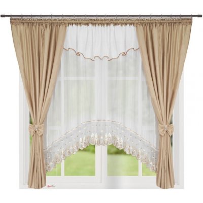 Fliying Sada záclon se závěsem L 595 béžová/bílá 400x160 cm – Zboží Dáma