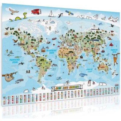 Dětská vzdělávací mapa světa 140 x 100cm- francouzský jazyk – Hledejceny.cz