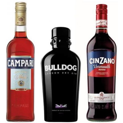 Campari Bitter 25% 0,7 l + BBulldog Gin 40% 0,7 l + Cinzano Rosso 15% 0,75 l (set)