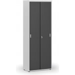 Primo Kancelářská skříň se zasouvacími dveřmi WHITE, 2128 x 800 x 420 mm, bílá/grafit