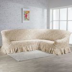 GA.I.CO napínací potah na rohovou sedačku s volánem Fiorela béžový 350 - 530 cm – Sleviste.cz