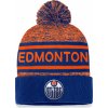 Čepice Fanatics Pánská zimní čepice Edmonton Oilers Authentic Pro Rink Heathered Cuffed Pom Knit