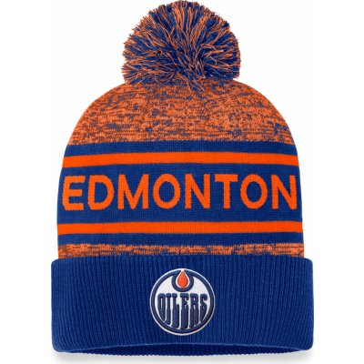 Fanatics Pánská zimní čepice Edmonton Oilers Authentic Pro Rink Heathered Cuffed Pom Knit
