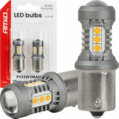 LED žárovky STANDARD BAU15S PY21W 2x1860SMD 3030 15SMD Orange 12/24V AMIO-05002 – Hledejceny.cz