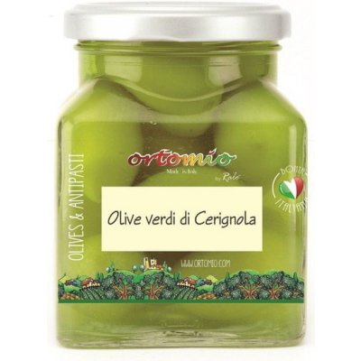 Ortomio Zelené olivy Bella di Cerignola s peckou 314 ml