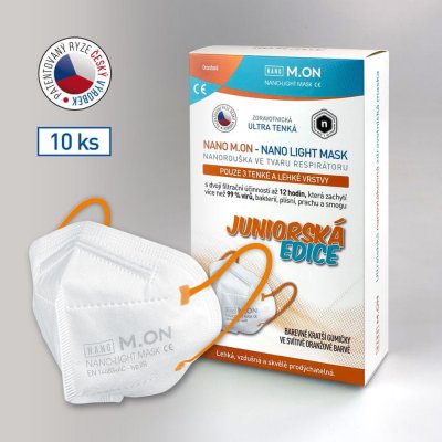 NANO M.ON Junior LIGHT MASK "CE" dětská nanorouška ve tvaru respirátoru oranžová gumička nanomon 10 ks – Hledejceny.cz