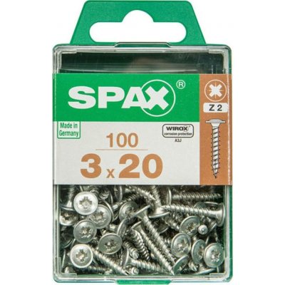 Spax Uni vrut tal.hlava PZ/Z2 pln.závit Wirox 3 x 20 mm 100 ks – Hledejceny.cz